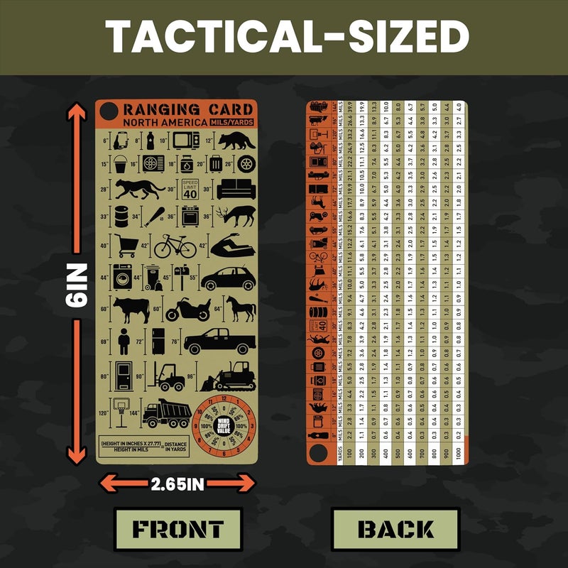 ValuePlus Range Card for Shooting in Mils with Clip- Ranging Card for Long Range Rifles - Analog Ranging Device to use with Scope Dope Stickers, Dope Card and Dope Book -North America Version - Image 4